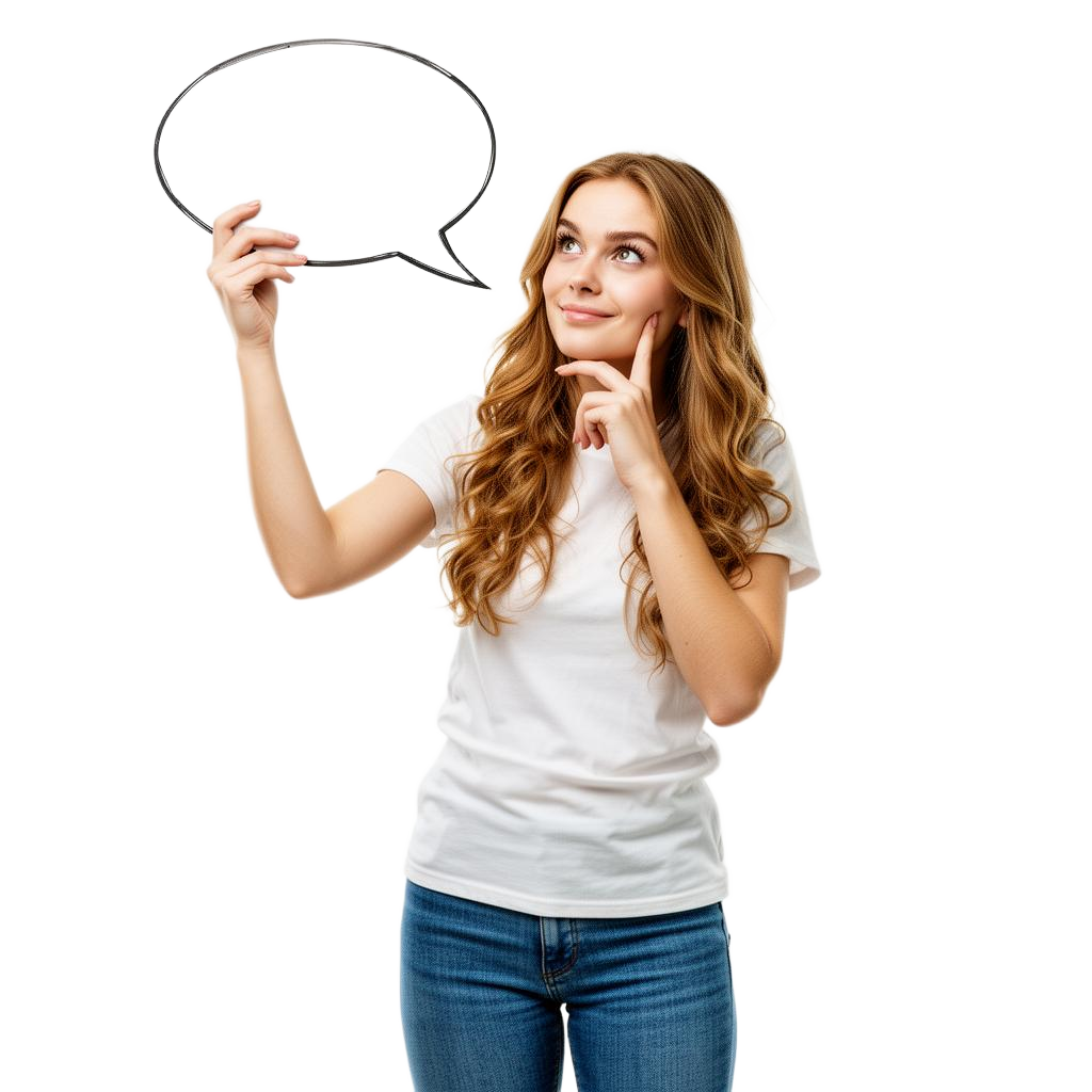 Woman thinking about learning English