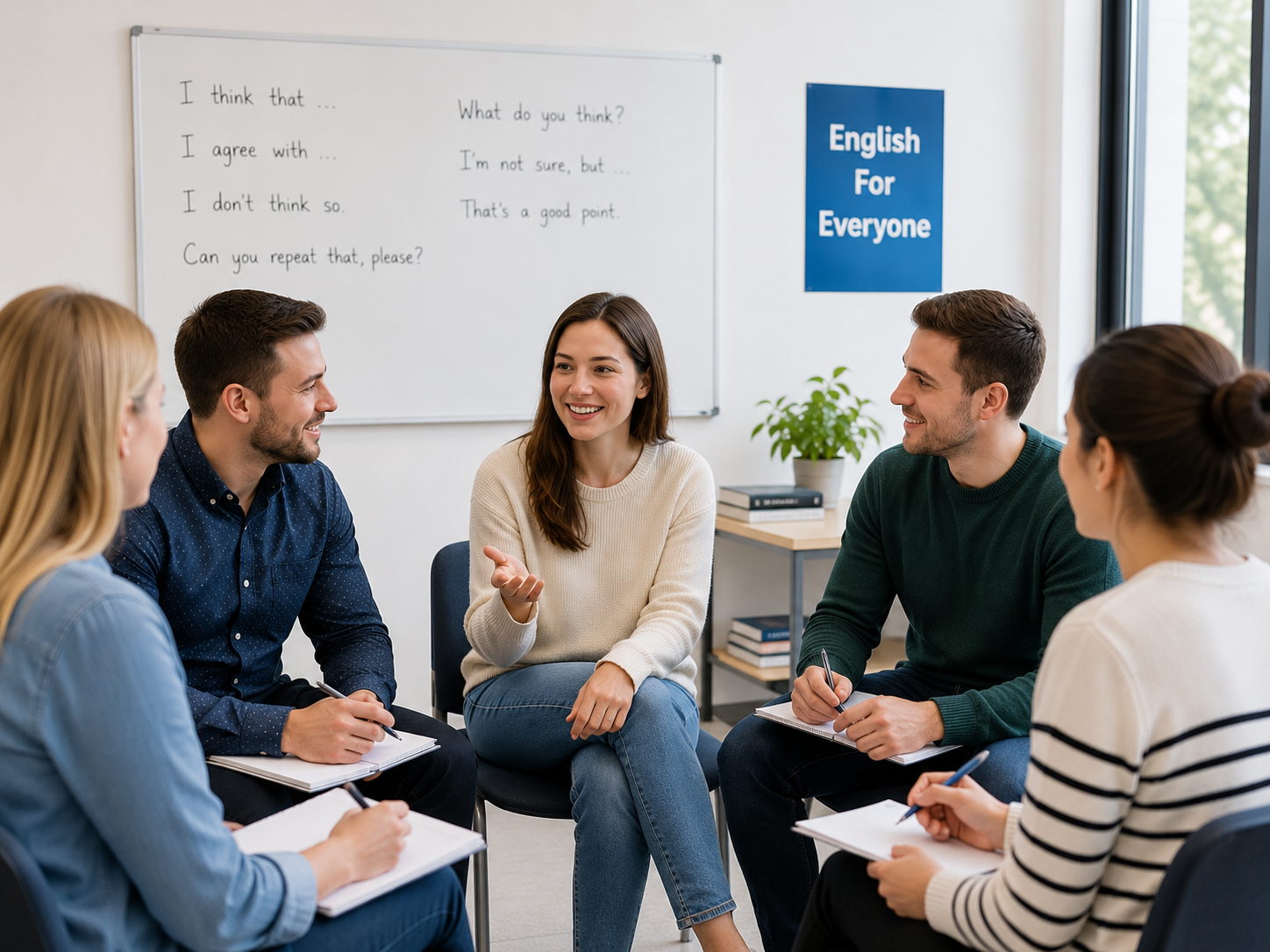 Diverse adult learners in a General English conversation class at EnglishMax